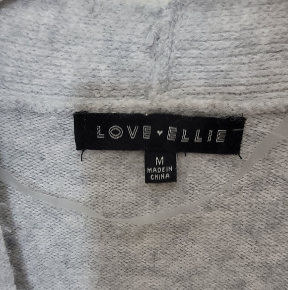 Love Ellie Women's Gray Ribbed Long Sleeve Open Cardigan Sweater - Picture 3 of 4